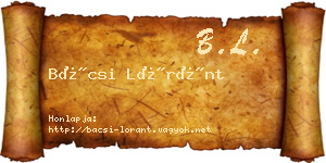 Bácsi Lóránt névjegykártya