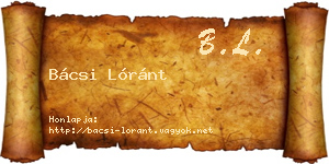 Bácsi Lóránt névjegykártya